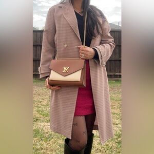 MyLockMe Chain Bag in Colorblock Brown Quartz White